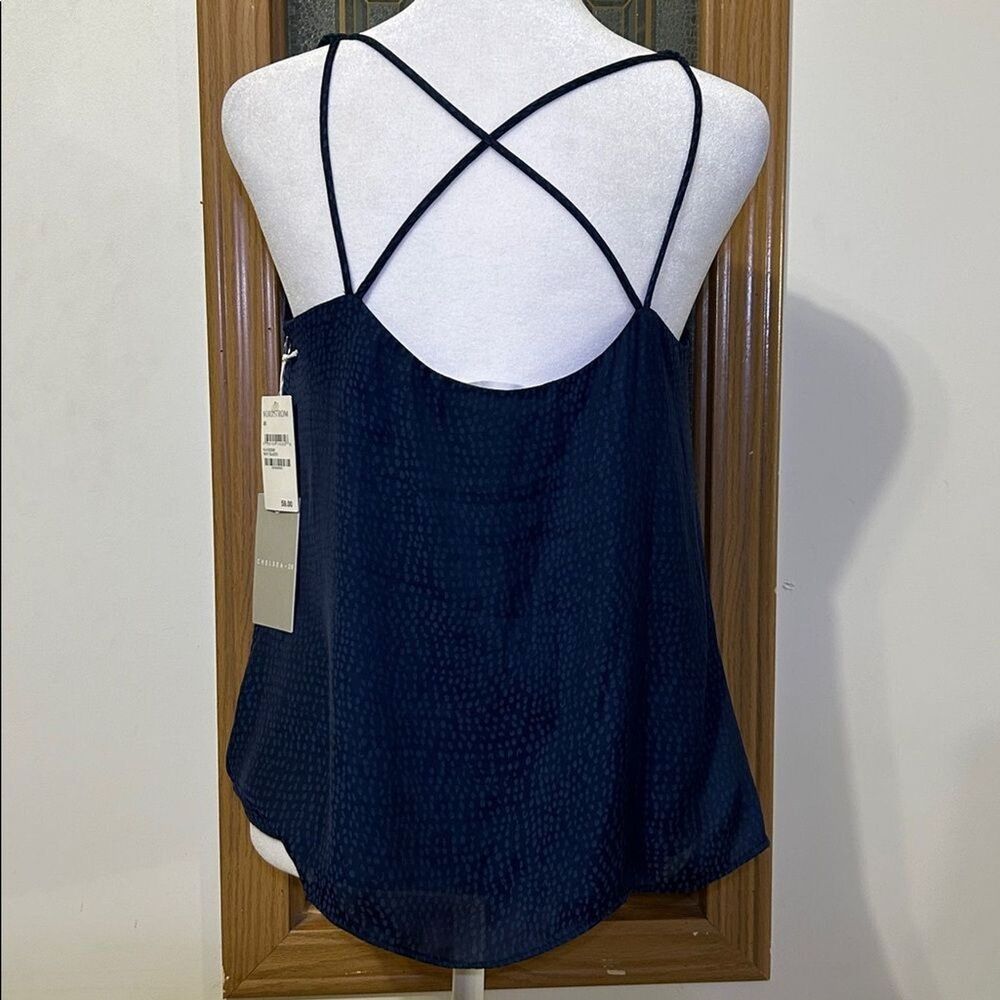 Chelsea28 Cami Tank Womens XS Navy Blue Strap Top NWT Nordstrom Cross Back